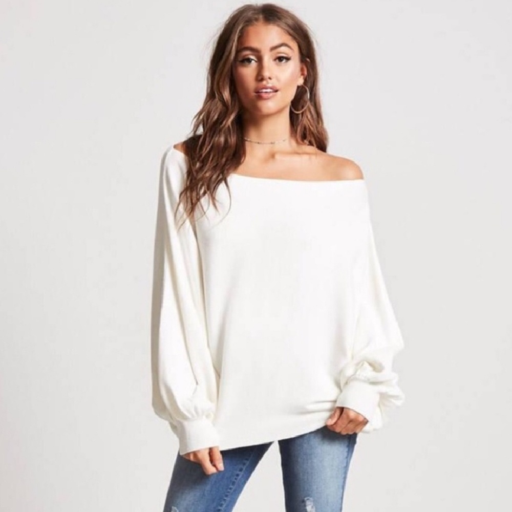 Off the shoulder slouchy sweater